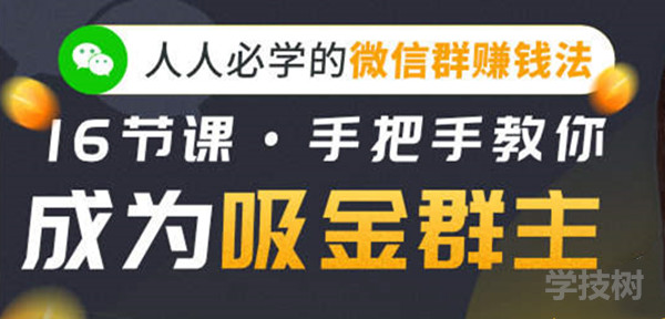 人人必學(xué)的微信群賺錢(qián)法，16節課手把手教你成為吸金群主！-第1張圖片-學(xué)技樹(shù)