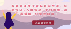 視頻號線(xiàn)性邏輯起號實(shí)戰課：底層邏輯+人群選品+平臺區別+話(huà)術(shù)拆解+付費投放等插圖