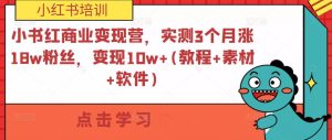 小紅書(shū)商業(yè)變現營(yíng)，實(shí)測3個(gè)月漲18w粉絲，變現10w+(教程+素材+軟件)百度網(wǎng)盤(pán)插圖