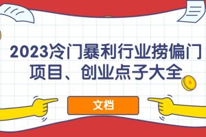 2023冷門(mén)暴利行業(yè)撈偏門(mén)項目、創(chuàng  )業(yè)點(diǎn)子大全（文檔）百度網(wǎng)盤(pán)插圖