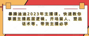 暴躁迪迪2023年主播課，快速教你掌握主播底層邏輯，開(kāi)場(chǎng)留人塑品話(huà)術(shù)等，帶貨主播必學(xué)百度網(wǎng)盤(pán)插圖
