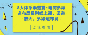 8大體系渠道篇?電商多渠道布局系列線(xiàn)上課百度網(wǎng)盤(pán)插圖