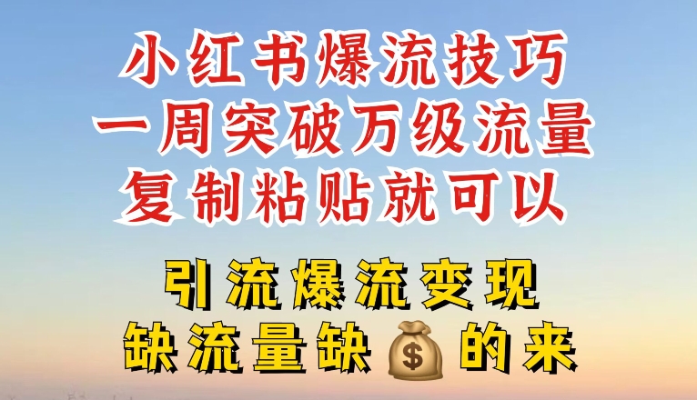 小紅書(shū)爆流技巧，一周突破萬(wàn)級流量，復制粘貼就可以，引流爆流變現【揭秘】插圖