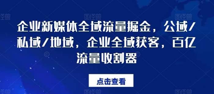 企業(yè)新媒體全域流量掘金，公域/私域/地域，企業(yè)全域獲客，百億流量收割器插圖