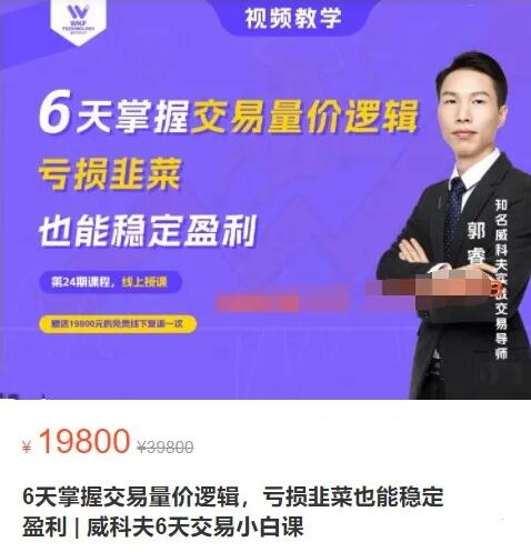 【郭?！吭瓋r(jià)19800元的《6天掌握交易量?jì)r(jià)邏輯，虧損韭菜也能穩定盈利》插圖