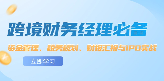 跨境財務(wù)經(jīng)理必備：資金管理、稅務(wù)規劃、財報匯報與IPO實(shí)戰